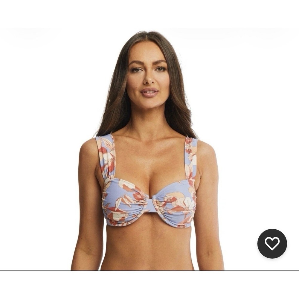 Time and Tru Bikini Set Women 1X/XL Blue Floral NWT‎ Ruched Underwire Side Sash